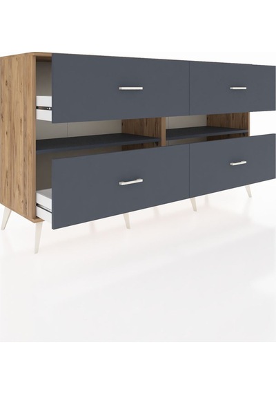 Hyperion Konsol 2 Raflı 4 Çekmeceli 176x44x99 Çam-antrasit Atlas Çam/antrasıt - Atlas Çam Hyperion Konsol 2 Raflı 4 Çekmeceli 176x44x99 Çam-antrasit Atlas Çam/antrasıt - Atlas Çam