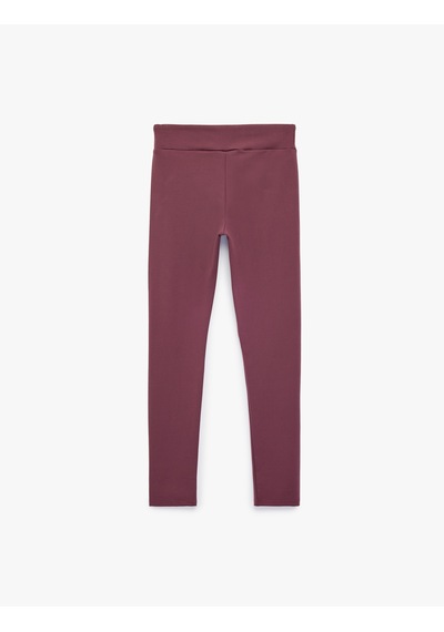 Koton Beli Lastikli Basic Uzun Tayt Mürdüm 7wkg40009ak Mor