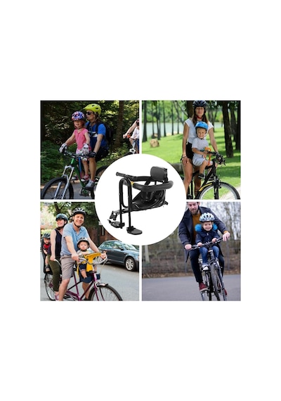 Valkyrie Ön Bisiklet Çocuk Koltuğu Katlanabilir Ayak Pedallı Gidonlu Emniyet Kemerli 2-6 Yaş 30 Kg Ön Kadro Montajlı Siyah