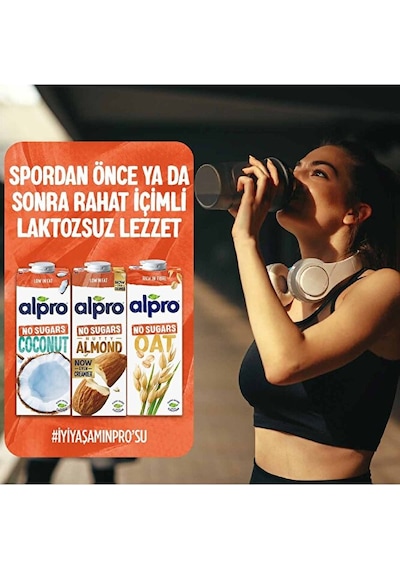 Alpro Şekersiz Badem Sütü 4x1 L Vegan Laktozsuz Bitkisel Bazlı