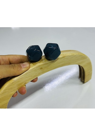 Angel Çanta Aksesuar 25 Cm Açık Renk Oval Ahşap Burs Petrol Renk Toplu