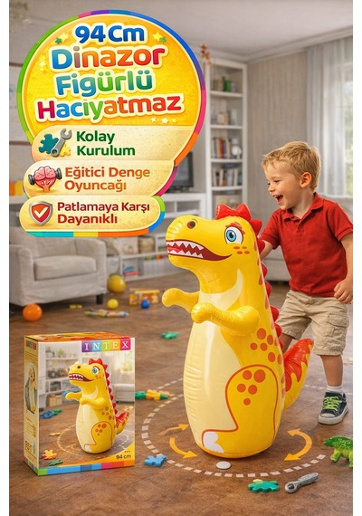Dinazor Hacıyatmaz Şişme Oyuncak 94 Cm Kumsuz Devrilmez Denge Oyuncağı Çocuk