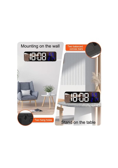 Valkyrie Nem Ölçer Dereceli Led Duvar Ve Masa Alarm Saati Lacivert Genel