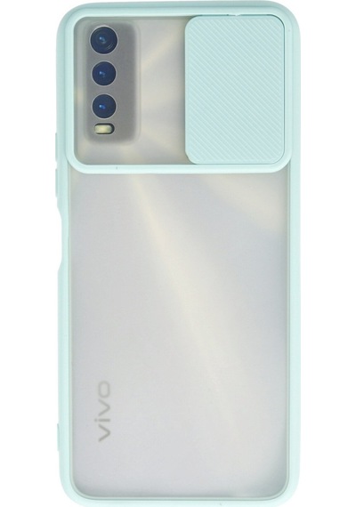 Newface Vivo Y11s Kılıf Palm Buzlu Kamera Sürgülü Silikon - Turkuaz Turkuaz