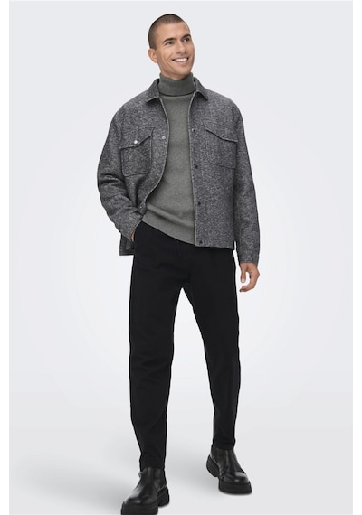 Only & Sons Onsphil Reg 12 Struc Roll Neck Knit Noos Erkek Gri Kazak - 22023202 Gri