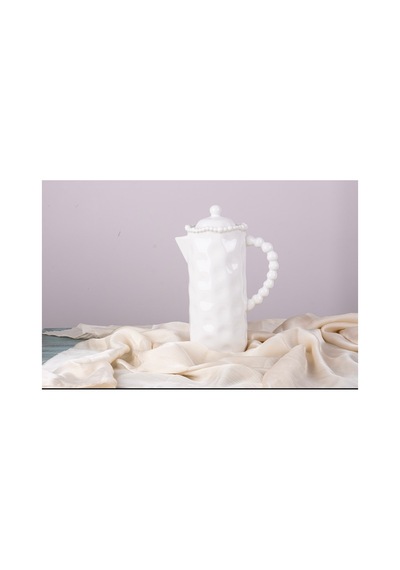 Beyaz Porselen 1000 Ml Yağdanlılk Sütlük Sürahi Beyaz