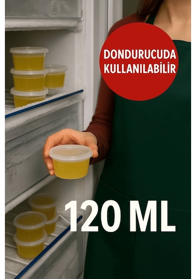 50 Adet 120 Ml Sızdırmaz Mini Saklama Kabı Sosluk Buzluk Kabı Mıt1369 Şeffaf