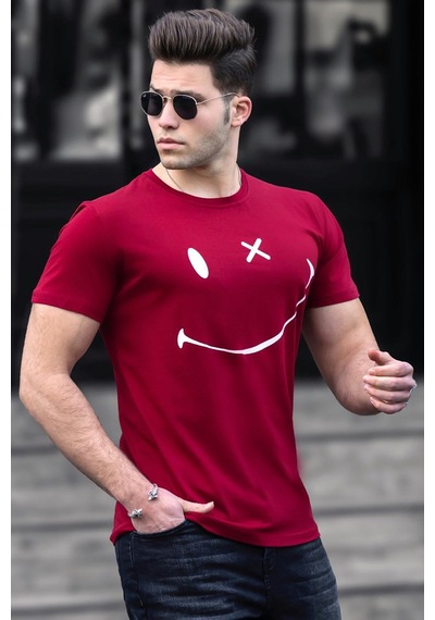 Madmext Bordo Tişört 5060 Bordo