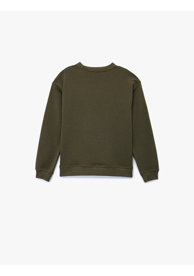Koton Uzun Kollu Bisiklet Yaka Basic Sweatshirt Haki 6wkb10203tk