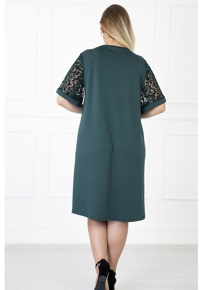 Kimono Kol Yeşil Büyük Beden Elbise 31B-1180 Yeşil