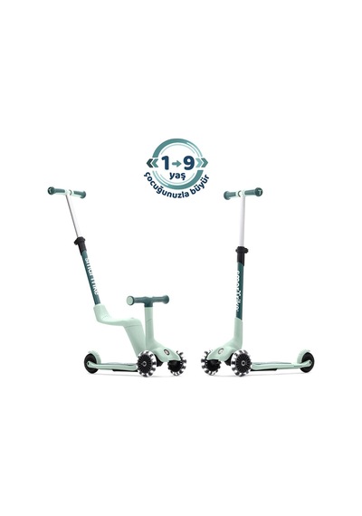 Smartrike Xtend Mini-ride 4 Aşamalı Büyüyen Oturaklı Scooter 1-9 Yaş Katlanabilir Led Tekerlekli Sage Green