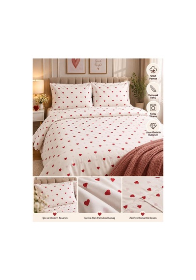 Slc Home %100 Pamuk Şık Tasarım Çift Kişilik Nevresim Takımı 4 Parça Kalp Deseneli Çok Renkli - 938608154 Çok Renkli Slc Home %100 Pamuk Şık Tasarım Çift Kişilik Nevresim Takımı 4 Parça Kalp Deseneli Çok Renkli - 938608154 Çok Renkli