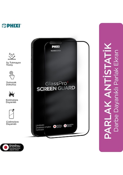 Phixi Premium Guard Parlak Cam Ekran Koruyucu Samsung S23 Fe Uyumlu Antistatik, Su Tutmaz, Tam Kaplama