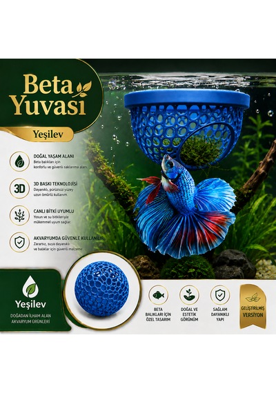 Beta Balığı Mavi Betta Dinlenme Alanı & Üretim Yuvası