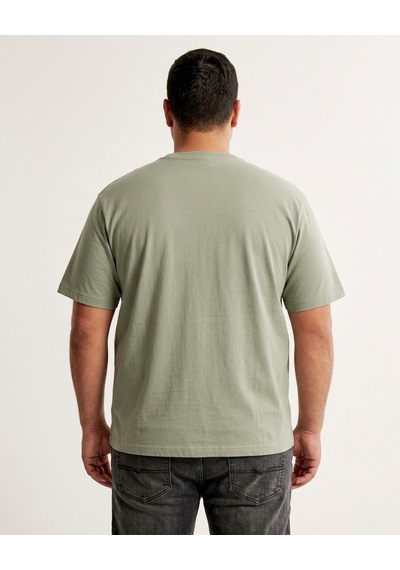 Büyük Beden Bisiklet Yaka Baskılı Erkek Tshirt Haki Büyük Beden Bisiklet Yaka Baskılı Erkek Tshirt Haki