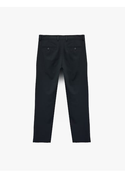 Koton Viskon Karışımlı Cepli Düğmeli Slim Fit Kumaş Pantolon Lacivert 6wam40109hw Lacivert