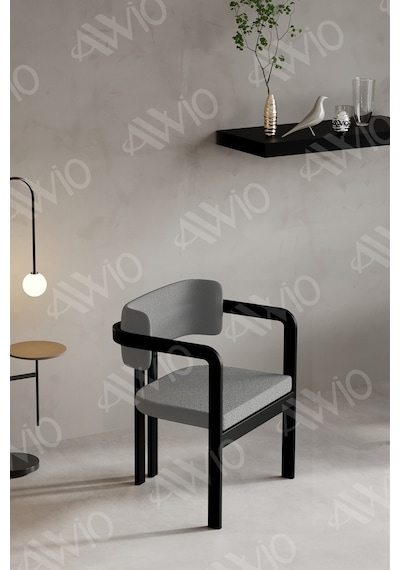 Avvio Sophia Tokyo Sandalye Siyah Mutfak Salon Yemek Odası Sandalyesi Demonte Metal Ayak Gri