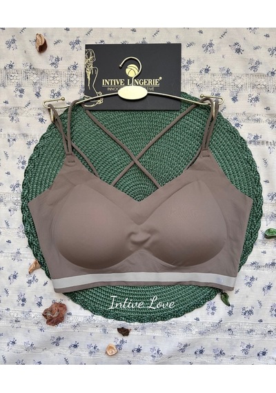 Mira Dikişsiz Hafif Dolgulu Çift Askılı Kopçasız Rahat Bralet/süt Haki