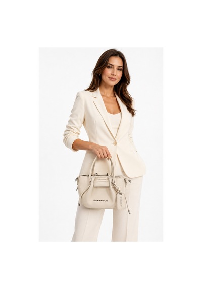 Just Polo Kadın Günlük Veya Özel Kullanıma Uygun Ayarlanabilir Askılı Şık El & Omuz Çantası Tote Bag Krem