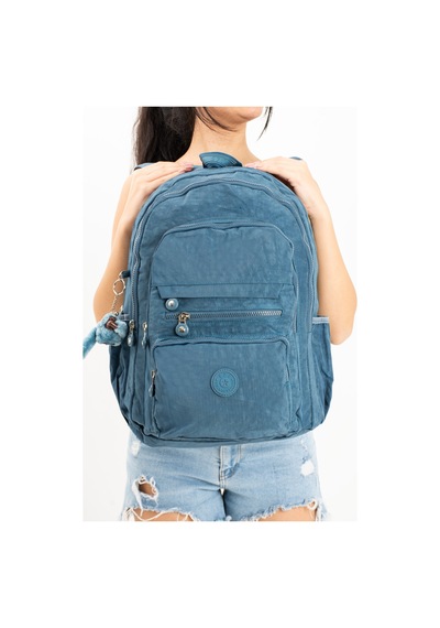 Maymuncuk + Ultra Hafif Çok Cepli Krinkıl Sırt Çantası Unisex Mavi