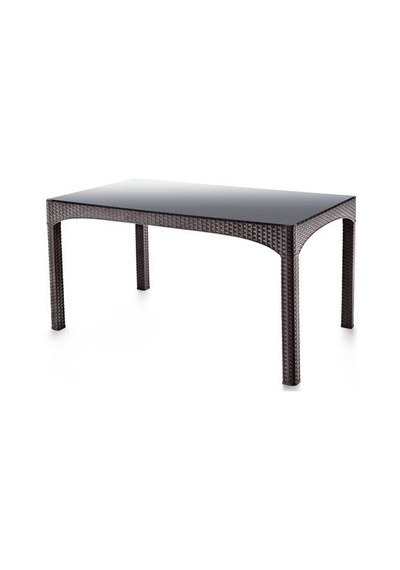 Omnipazar Sy-2589 Kahverengi Rattan Temperli Kapalı Camlı Masa Dikdörtgen 03051