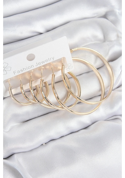 Pirinç Halka Model Gold Renk Kadın Set Küpe altın 05178864