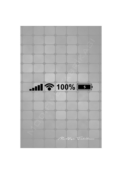 Şarj Yüzdesi Sticker Folyo - Siyah - 22 X 2.5 Cm