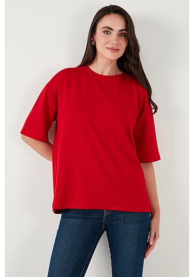 Lela Streç Oversize Fit Bisiklet Yaka Bayan T Shirt 5865911 Kırmızı Lela Streç Oversize Fit Bisiklet Yaka Bayan T Shirt 5865911 Kırmızı