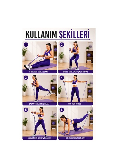 Orta Seviye 1 Adet Bacak Kalça Squat Fitness Egzersiz Direnç Lastik Pilates Bandı Plates Lastiği Çok Renkli