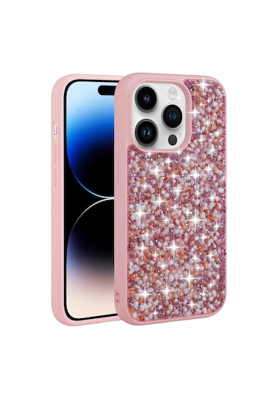 Apple Uyumlu iPhone 14 Pro Kılıf Parlak Taşlı Tasarım Zore Linea Kapak-gümüş