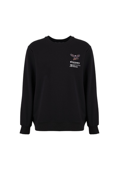 Discovery Expedition D6wm-swt3793 Siyah Erkek Bisiklet Yaka Rahat Kalıp Cepsiz Sweatshirt