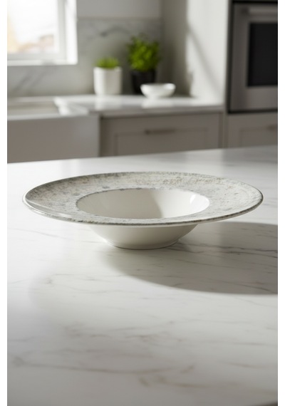 6'lı Valencia Makarna Tabağı 28cm Dijital Fade-b Rinart Krem