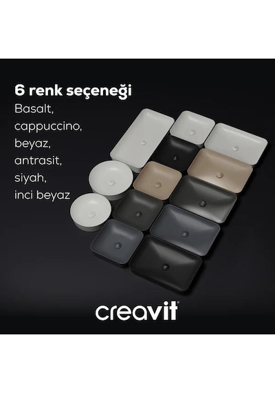 Creavit Ul040 Ultra Kare Çanak Lavabo Beyaz Mat 40 CM