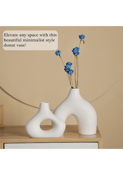 Modern Minimalist Bohem Dekor İçin 2'li Beyaz Seramik Vazo Seti, Pampa Çimi İçin Yuvarlak Mat Donut Vazolar - Oturma Odası, Yemek Masası, Ofis Yatak Odası Raf Dekoru Noel Günü Hediyeleri İçin Diğer Modern Minimalist Bohem Dekor İçin 2'li Beyaz Seramik Vazo Seti, Pampa Çimi İçin Yuvarlak Mat Donut Vazolar - Oturma Odası, Yemek Masası, Ofis Yatak Odası Raf Dekoru Noel Günü Hediyeleri İçin Diğer