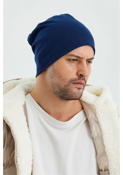 Erkek Termal %100 Pamuklu Soft 2 Stil 1 Arada Bere Premium Cuts Serisi - Standart / Açık Lacivert Açık Lacivert