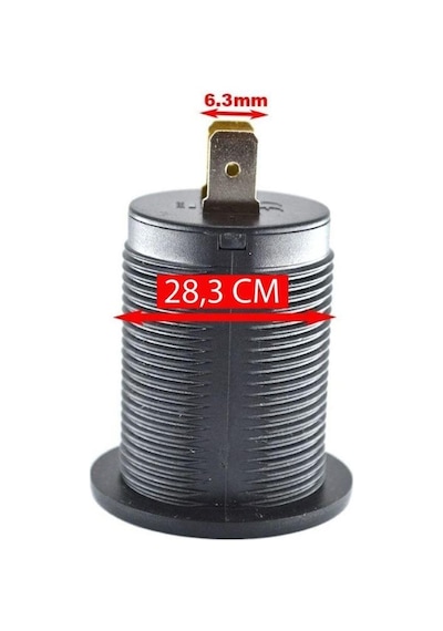 Usb Şarj Soket Type C-qc3.0 12-24v Yuvarlak Voltmetre'li Mavi