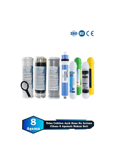 Sumarkt İhlas Cebilon Açık Kasa Su Arıtma Cihazı Uyumlu 8 Aşama 80 Gpd Süper Membranlı Filtre Bakım Seti
