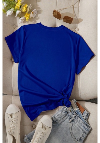 Pamuklu Papatya Kelebek Tasarım Tshirt Mavi Pamuklu Papatya Kelebek Tasarım Tshirt Mavi