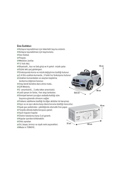 Akar Oyuncak Blade 12 Volt Uzaktan Kumandalı Akülü Suv Çocuk Arabası Gri