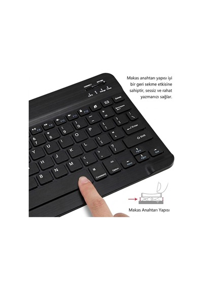Mini Bluetooth Şarjlı Ve Pilli Slim Rubber Kablosuz Klavye