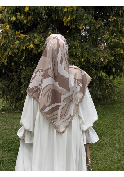 Qalortex Scarf Pamuklu Soft Âmine Desen Eşarp-vizon