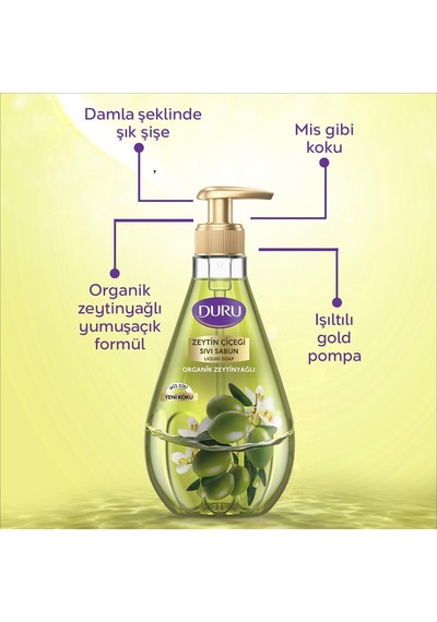 Organik Zeytinyağlı Zeytin Çiçeği Sıvı Sabun 1,5+1,5+500ml