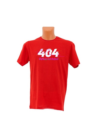 404 Hatası Baskılı Tişört Kırmızı