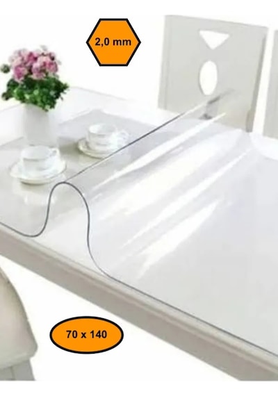 2,0 Mm Pvc Masa Örtüsü, Şeffaf Masa Kaplaması, 70x140