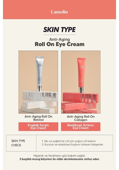 Lamelin Milia ve Leke Karşıtı 3'lü Masaj Başlıklı Retinol Göz Kremi Lamelin Roll On Retinol Eye Cream