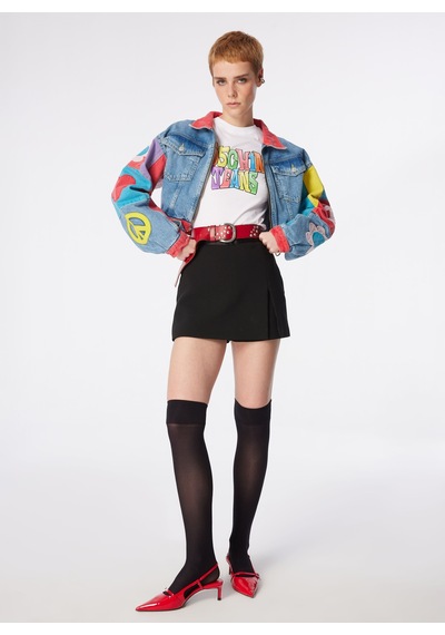 Moschino Jeans Beyaz Kadın Yuvarlak Yaka Baskılı T-shirt 241k1a0708