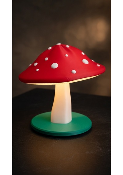 Dekoratif Mantar Gece Lambası - 3d Tasarım Estetik Oda Dekoru - Hediyelik Masa Lambası Mood Light Kırmızı
