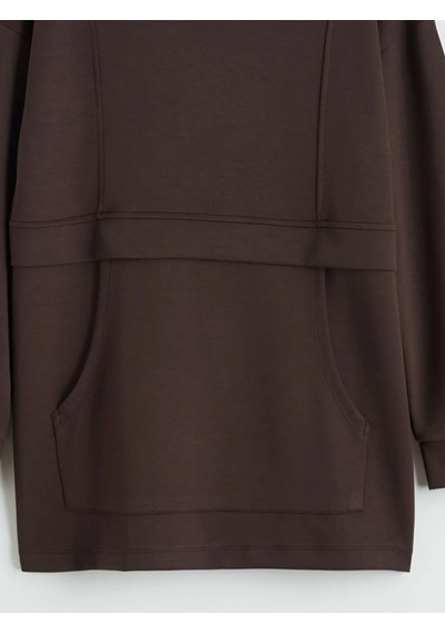 Lc Waikiki Kahverengi Soft Touch Kadın Sweatshirt Tunik