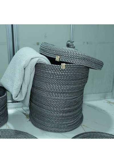 Zengin Supla Banyo Paspas Seti Siyah - Beyaz