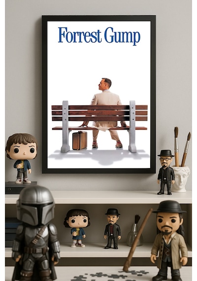 Forrest Gump Siyah Ahşap Çerçeveli Poster, Dekoratif Film Duvar Tablosu
